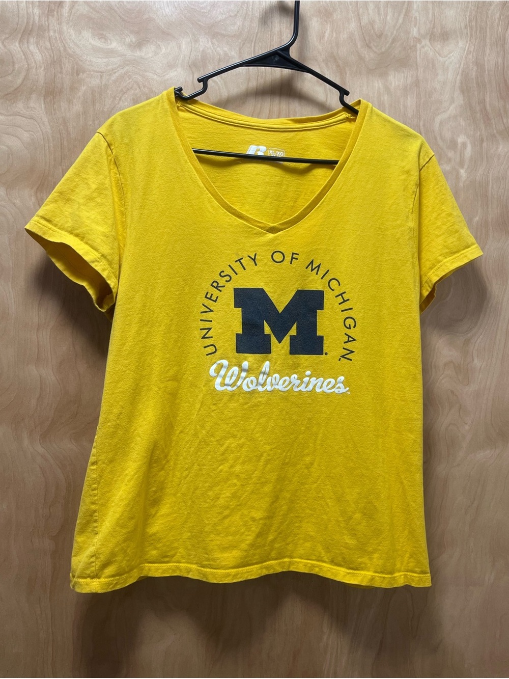 Yellow University of Michigan 'M' Wolverines V-Neck T-shirt